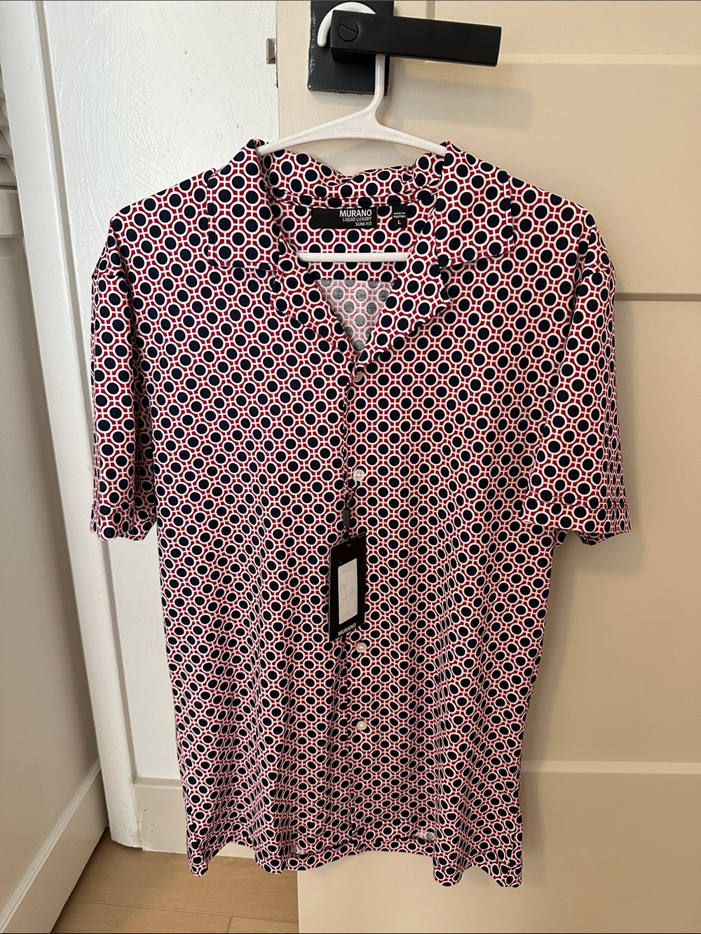 Murano Pink & Navy Circle-Print Polo